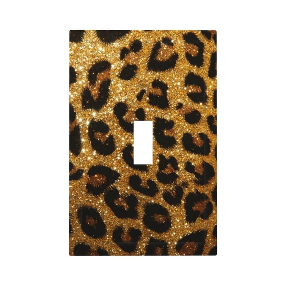 Fuzoiu Golden Leopard Glitter Print Single Duplex Outlet Cover Plate, Light Switch Cover, for Receptacle Light Switch, Switch Cover Decorative Wallplate-Style T
