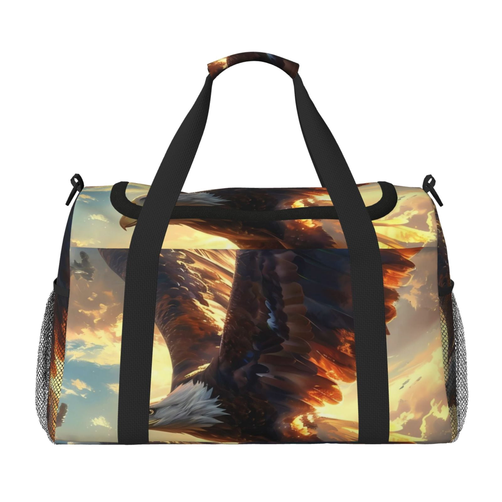 Fuzoiu Golden Sky Bald Eagle Print Travel Duffle Bag,Carry On Tote Bags,Duffel Bag,Sport Gym Bag, Hospital Bag for Labor and Delivery, Overnight Bag,Luggage Bag