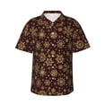 thumbnail image 1 of Fuzoiu Golden Snowflakes Print Hawaiian Shirt for Men, Summer Beach Casual Short Sleeve Button Down Shirts, Men’s Beach Summer Shirts with Pocket,X-Large, 1 of 7