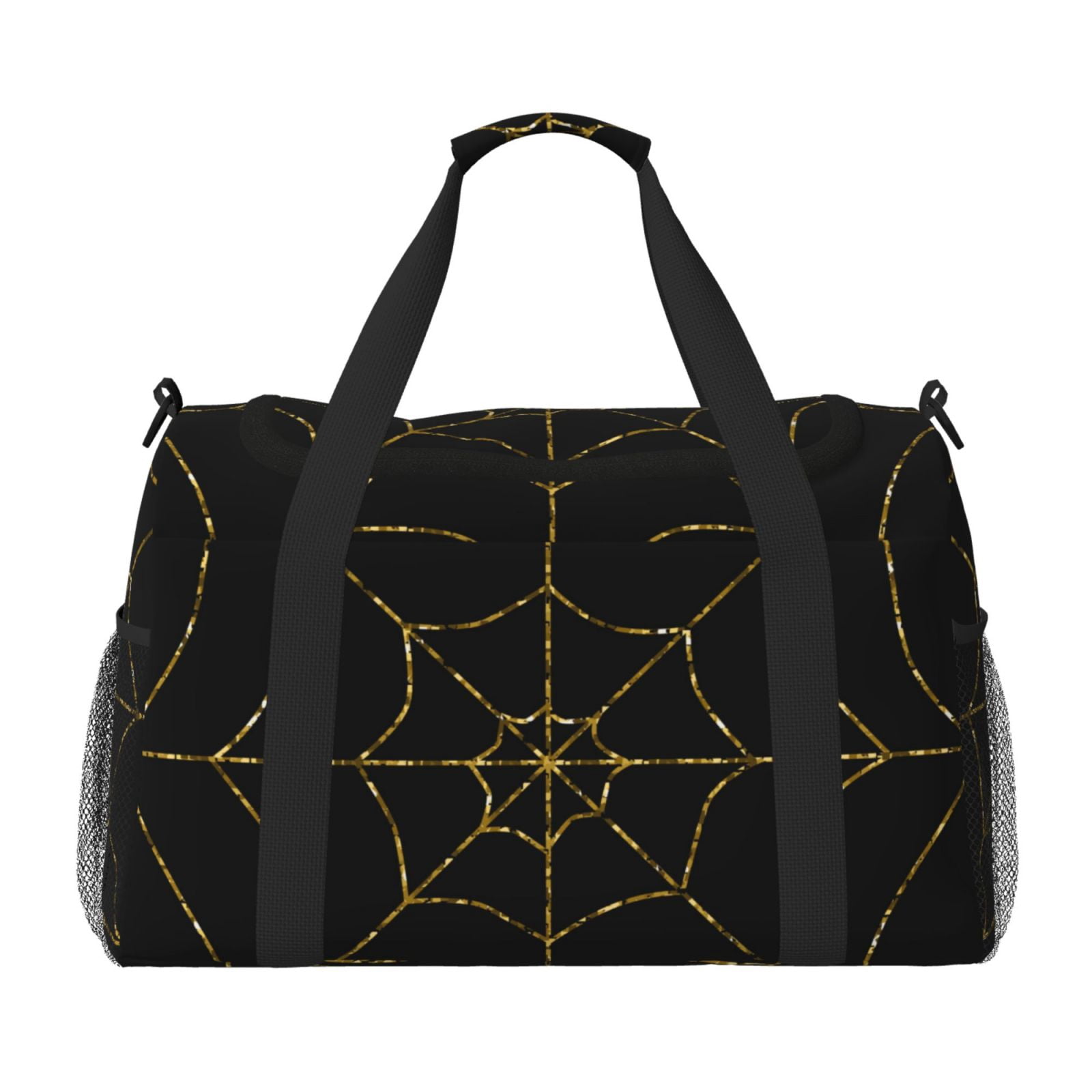 Fuzoiu Golden Spider Web Print Travel Duffle Bag,Carry On Tote Bags,Duffel Bag,Sport Gym Bag, Hospital Bag for Labor and Delivery, Overnight Bag,Luggage Bag