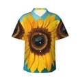 thumbnail image 1 of Fuzoiu Golden Sunflower in Blue Print Hawaiian Shirt for Men, Summer Beach Casual Short Sleeve Button Down Shirts, Men’s Beach Summer Shirts with Pocket,XX-Large, 1 of 7