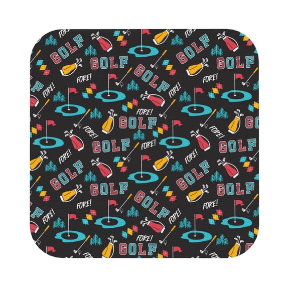 Fuzoiu Golf Accessories Print Leather Coasters Set,Drink Coasters Set of 6,for Tabletop Protection, Durable PVC Coasters,Home Dcor and Housewarming Gift,Square