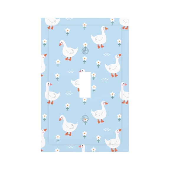 Fuzoiu Goose White Flowers Print Single Duplex Outlet Cover Plate, Light Switch Cover, for Receptacle Light Switch, Switch Cover Decorative Wallplate-Style T
