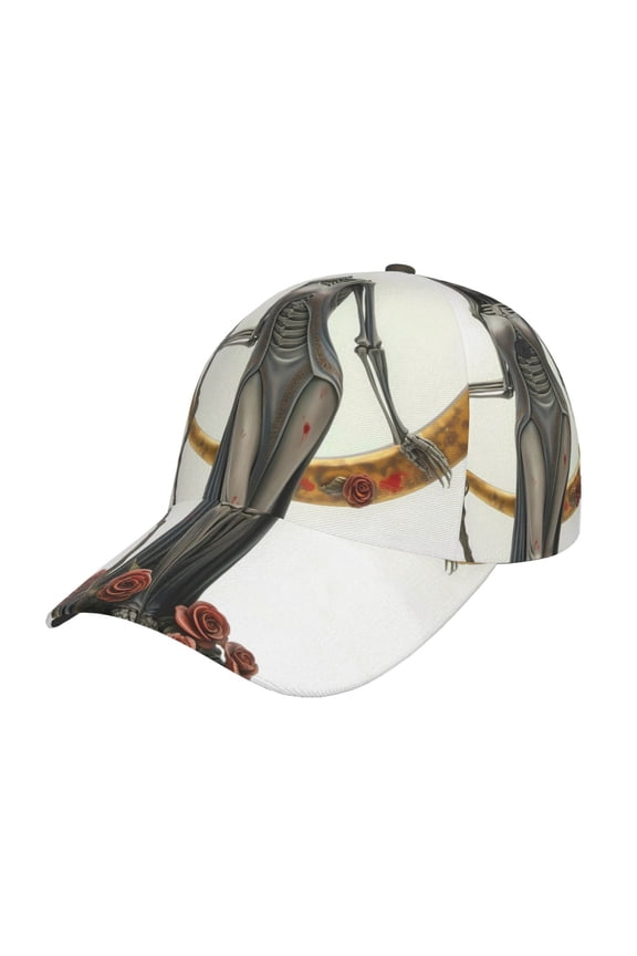 Gothic Skeleton With Roses Print Adjustable Baseball Cap for Men and Women, Unisex Sports Hat, Sun Protection Hat for Running Workouts and Outdoor Activities All Seasons