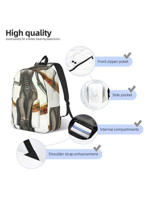 Gothic Skeleton With Roses Print Canvas Backpack,Lightweight Travel Daypack,School Backpack Purse for Women Men, Casual Aesthetic Backpack
