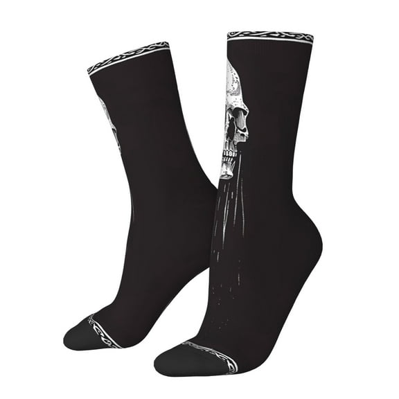 Fuzoiu Gothic Skull Drape Print Athletic Crew Socks for Men & Women,Casual Crew Socks,Above Ankle Crew Socks for Business, Casual