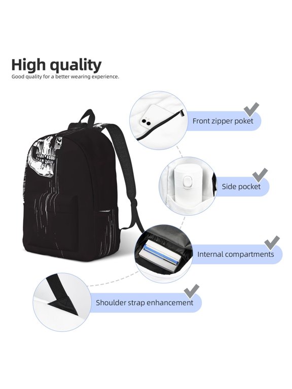Gothic Skull Drape Print Canvas Backpack,Lightweight Travel Daypack,School Backpack Purse for Women Men, Casual Aesthetic Backpack