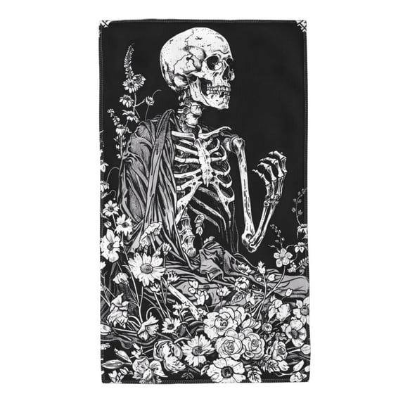 Fuzoiu Gothic Skull Floral Art Print Bathroom Hand Towel,Premium Microfiber Towel 27.5x16in,Soft Towel for Home Hotel Gym Laundry Room Bathroom