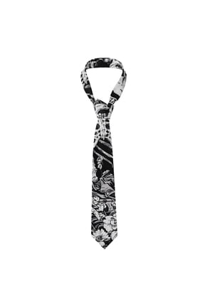 Gothic Skull Floral Art Print Men's Necktie,Business Necktie,Mens Ties for Business Wedding Graduation