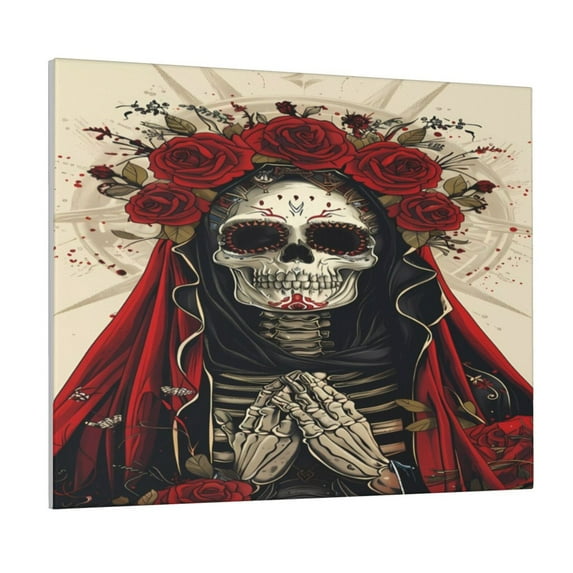 Fuzoiu Gothic Skull With Roses Print Canvas Wall Art for Bathrooms,Wall Decor for Bedroom,Framed Artwork for Wall,Modern Wall Decorations Prints Picture for Kitchen Home