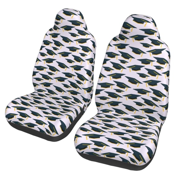 Fuzoiu Graduation Hats Print Seat Covers Set, Car Seat Covers Front Seats, Car Seat Protector, Car Seat Cushion, Seat Covers Carseat Cover Universal Fit for Most Cars