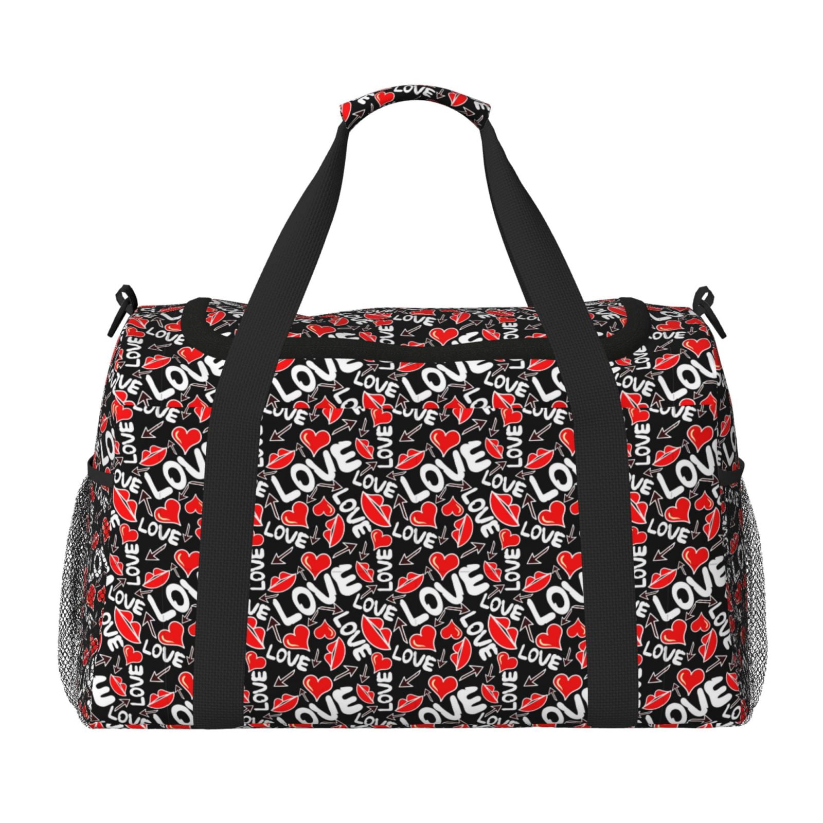 Fuzoiu Graffiti Valentine Day Print Travel Duffle Bag,Carry On Tote Bags,Duffel Bag,Sport Gym Bag, Hospital Bag for Labor and Delivery, Overnight Bag,Luggage Bag
