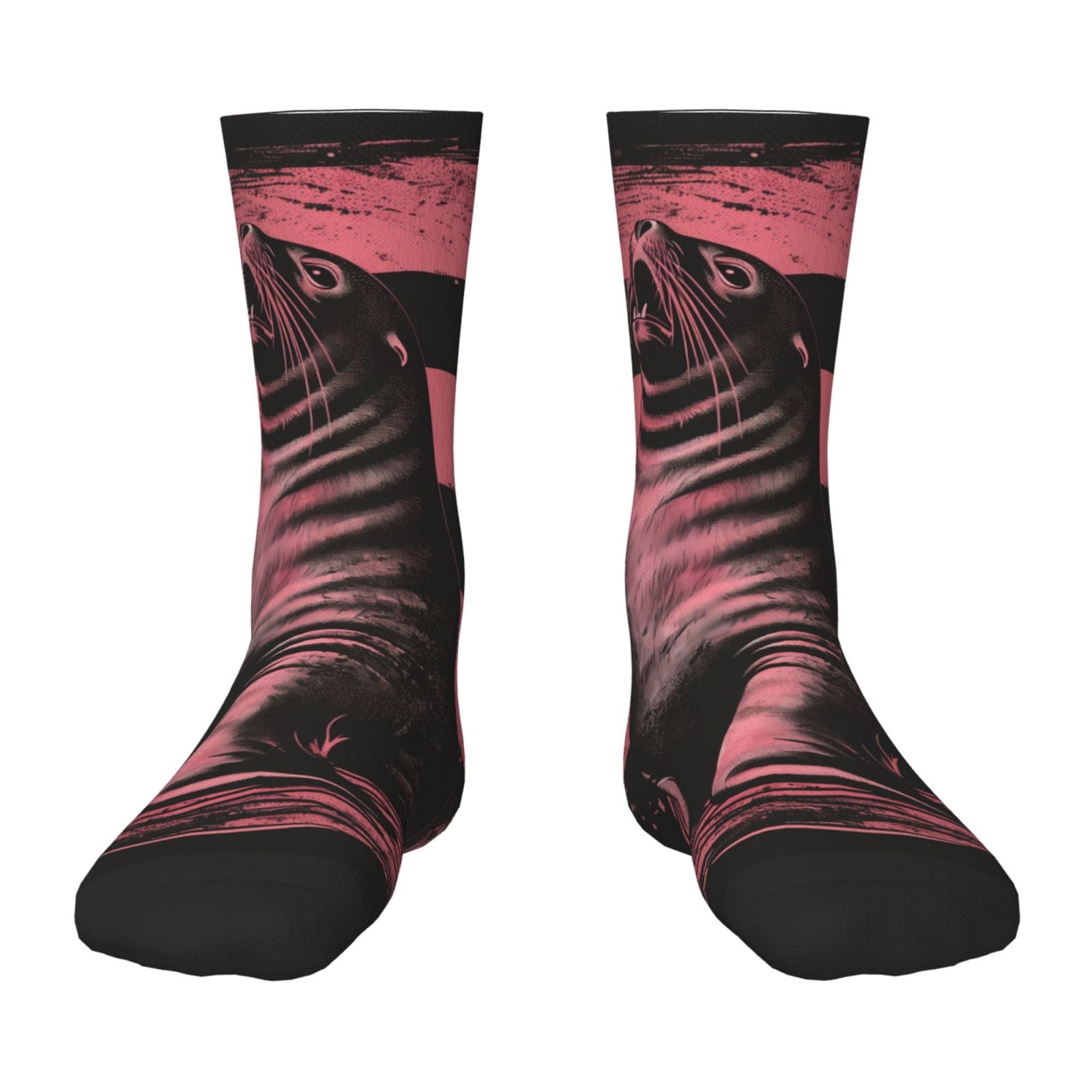 Fuzoiu Graphic Seal On Stripes Print Kids Socks For Boys Girls,Grip ...