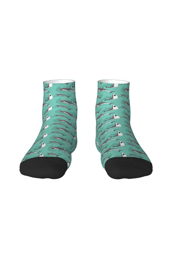 Great White Shark Print Adult Socks, Crew Moisture-wicking Socks, Unisex Cushion Crew Socks,Casual Sports Ankle Socks