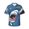 thumbnail image 1 of Fuzoiu Great White Shark Print Hawaiian Shirt for Men, Summer Beach Casual Short Sleeve Button Down Shirts, Men’s Beach Summer Shirts with Pocket,X-Large, 1 of 7