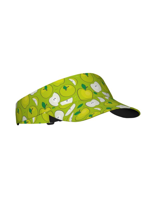 Green Apple Print Adult Sunscreen Visor Cap,Adjustable Summer Cap for Men Women,Unisex Running Outdoor Beach Hat