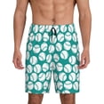 thumbnail image 1 of Fuzoiu Green Baseball Print Pajama Shorts for Men, Men's Pajama Bottoms,Mens Lounge Sleepwear,Pajama Pants with Pocket-Medium, 1 of 6