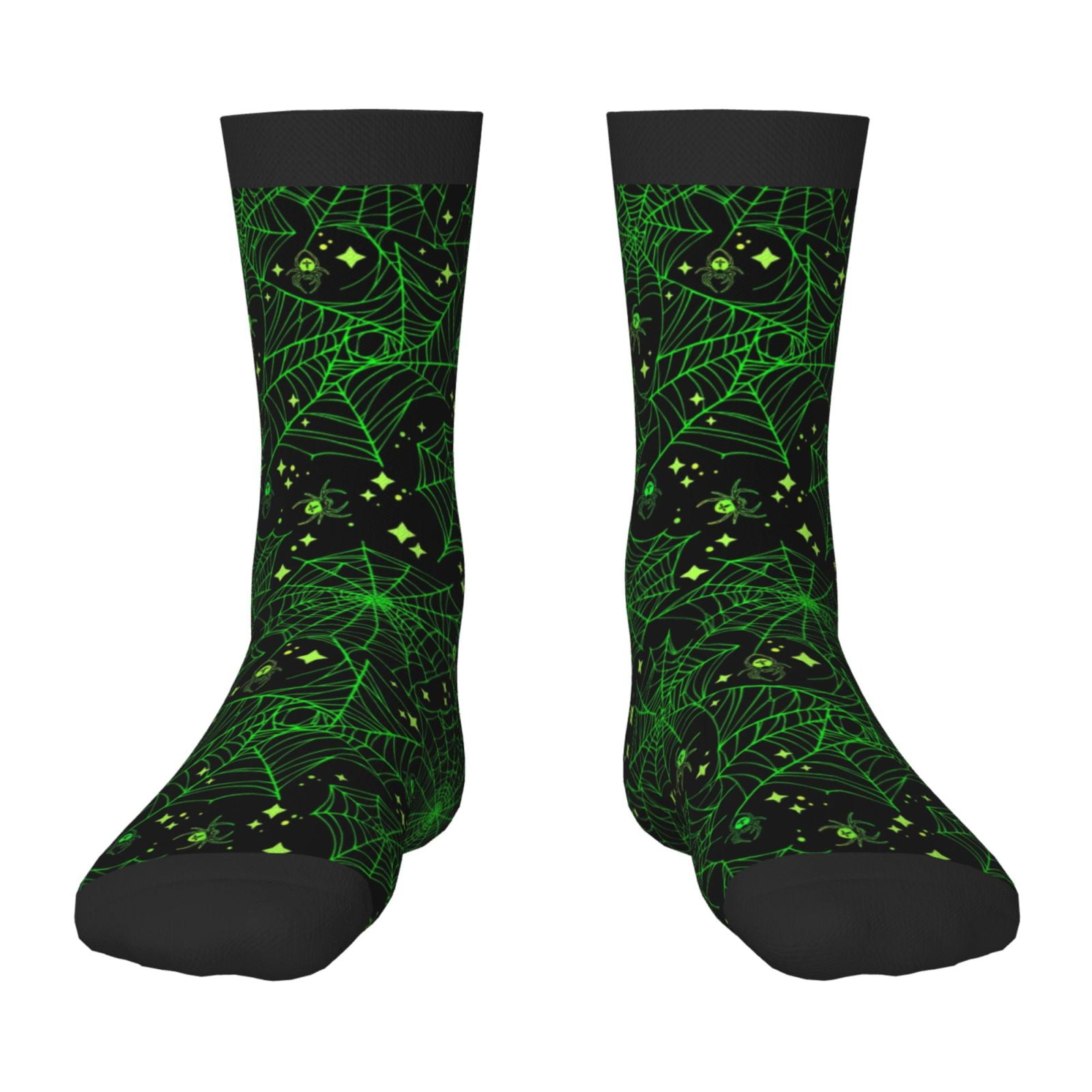 Fuzoiu Green Bright Web with Spiders Print Kids Socks For Boys Girls ...