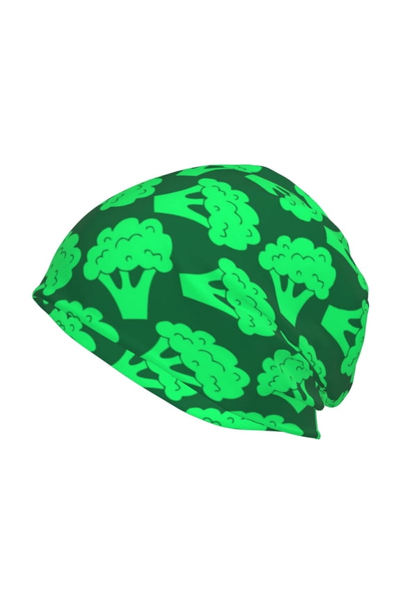 Green Broccoli Print Winter Beanie Hat for Men & Women,Warm Knit Cap,Women Windproof Watch Hat,Knit Warm Unisex Beanie