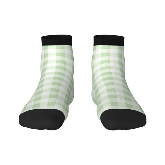 Fuzoiu Green Checkboard Print Adult Socks, Crew Moisture-wicking Socks, Unisex Cushion Crew Socks,Casual Sports Ankle Socks