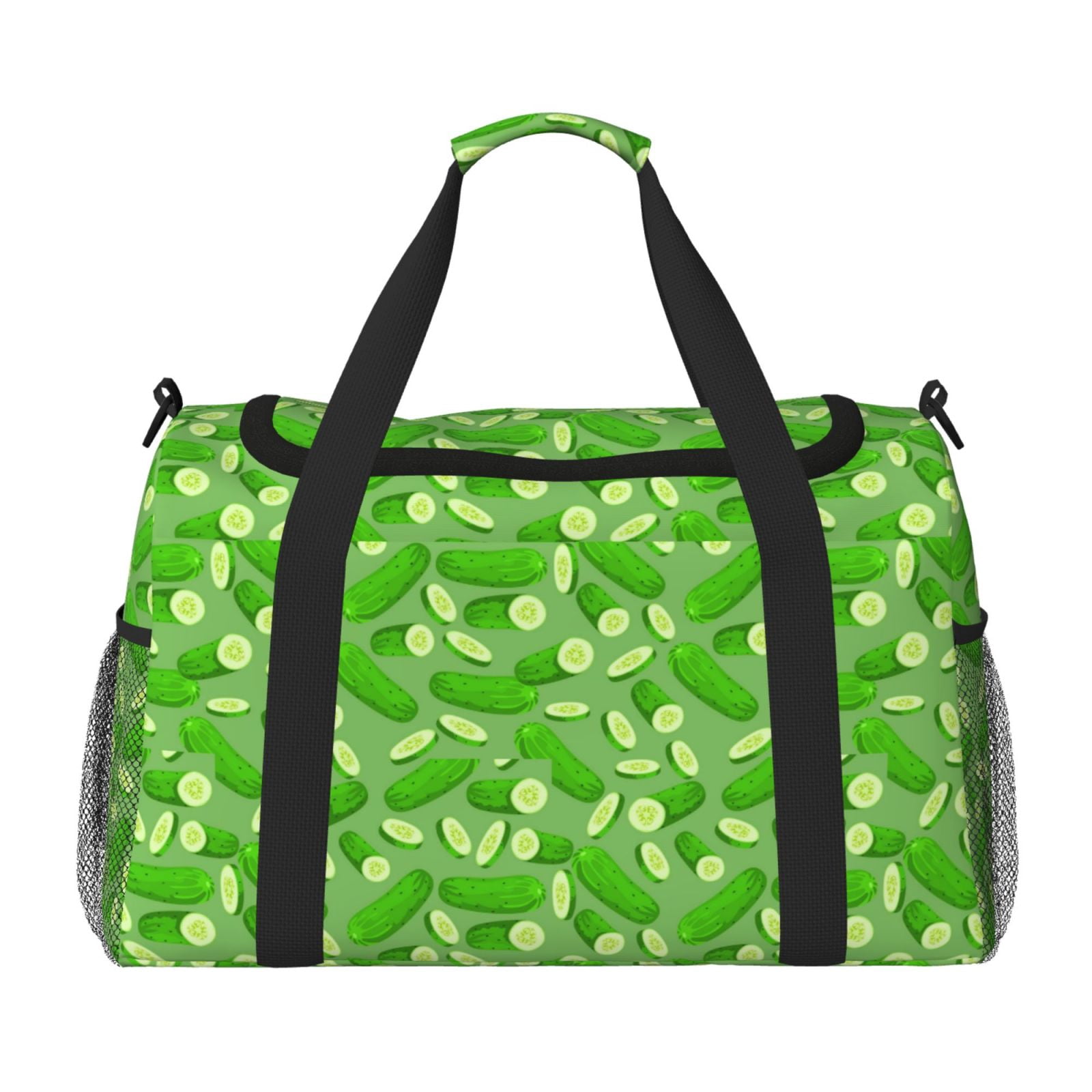 Fuzoiu Green Cucumber Print Travel Duffle Bag,Carry On Tote Bags,Duffel Bag,Sport Gym Bag, Hospital Bag for Labor and Delivery, Overnight Bag,Luggage Bag