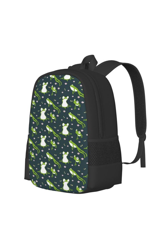 Green Frogs Print Large Capacity Backpack,Travel Backpack,Laptop Bag,College School Rucksack Bag,for School, Travel & Outdoor Activities
