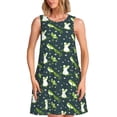 thumbnail image 1 of Fuzoiu Green Frogs Print Women's Sleeveless Dress,Summer Dresses for Women,Casual Sundresses,Beach Sleeveless T-shirt Swing Dress with Pockets, 1 of 7