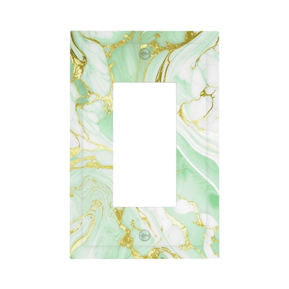 Fuzoiu Green And Gold Abstract Marble Print Single Duplex Outlet Cover Plate, Light Switch Cover, for Receptacle Light Switch, Switch Cover Decorative Wallplate-Style U