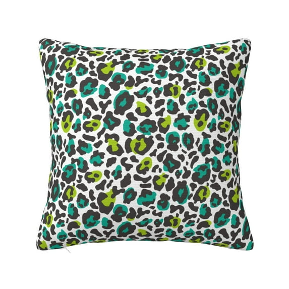 Fuzoiu Green Leopard Print Square Pillow Cover,Hidden Zipper Design,Luxury Square Pillow Case, Throw Pillow,Couch Cushion-18"x18"
