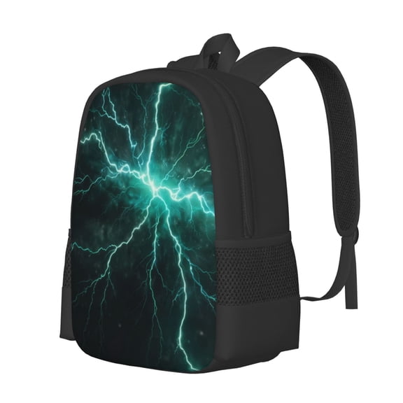 Fuzoiu Green Lightning Flash Print Large Capacity Backpack,Travel Backpack,Laptop Bag,College School Rucksack Bag,for School, Travel & Outdoor Activities