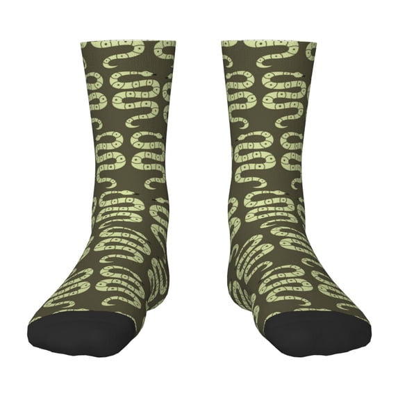 Fuzoiu Green Snake Print Kids Socks For Boys Girls,Grip Crew Socks with Non Slip,Lightweight Stretch Crew Socks,Toddlers Crew Boot Socks
