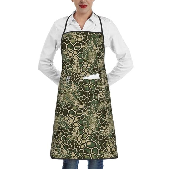 Fuzoiu Green Snake Skin Print Kitchen Cooking Aprons,Kitchen Cooking BBQ Aprons,Chef Apron with 2 Pockets for Men Women,Art Aprons for Painting Pottery Ceramics