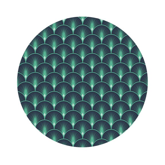 Fuzoiu Green Vintage Peacock Print Leather Coasters Set,Drink Coasters Set of 6,for Tabletop Protection, Durable PVC Coasters,Home Décor and Housewarming Gift,Round Shape