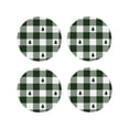 thumbnail image 1 of Fuzoiu Green White Lumberjack Plaid Print Leather Coasters Set,Drink Coasters Set of 4,for Tabletop Protection, Durable PVC Coasters,Home Décor and Housewarming Gift-Round Shape, 1 of 6