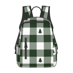 Fuzoiu Green White Lumberjack Plaid Print Lightweight Daypack,Weekender Bag for Men and Women, Travel Backpack with Padded Straps for School, Travel & Work