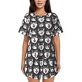 thumbnail image 1 of Fuzoiu HUSKY Face Print Women's Short-Sleeved Pajama Set,Lounge Sleepwear Set,Womens Pajama Sets 2 Piece,Button-Up Top and Shorts with Pockets-X-Large, 1 of 7