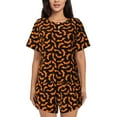 thumbnail image 1 of Fuzoiu Halloween Bat Print Women's Short-Sleeved Pajama Set,Lounge Sleepwear Set,Womens Pajama Sets 2 Piece,Button-Up Top and Shorts with Pockets-3X-Large, 1 of 7