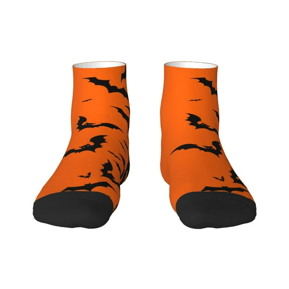 Fuzoiu Halloween Bats Print Adult Socks, Crew Moisture-wicking Socks, Unisex Cushion Crew Socks,Casual Sports Ankle Socks
