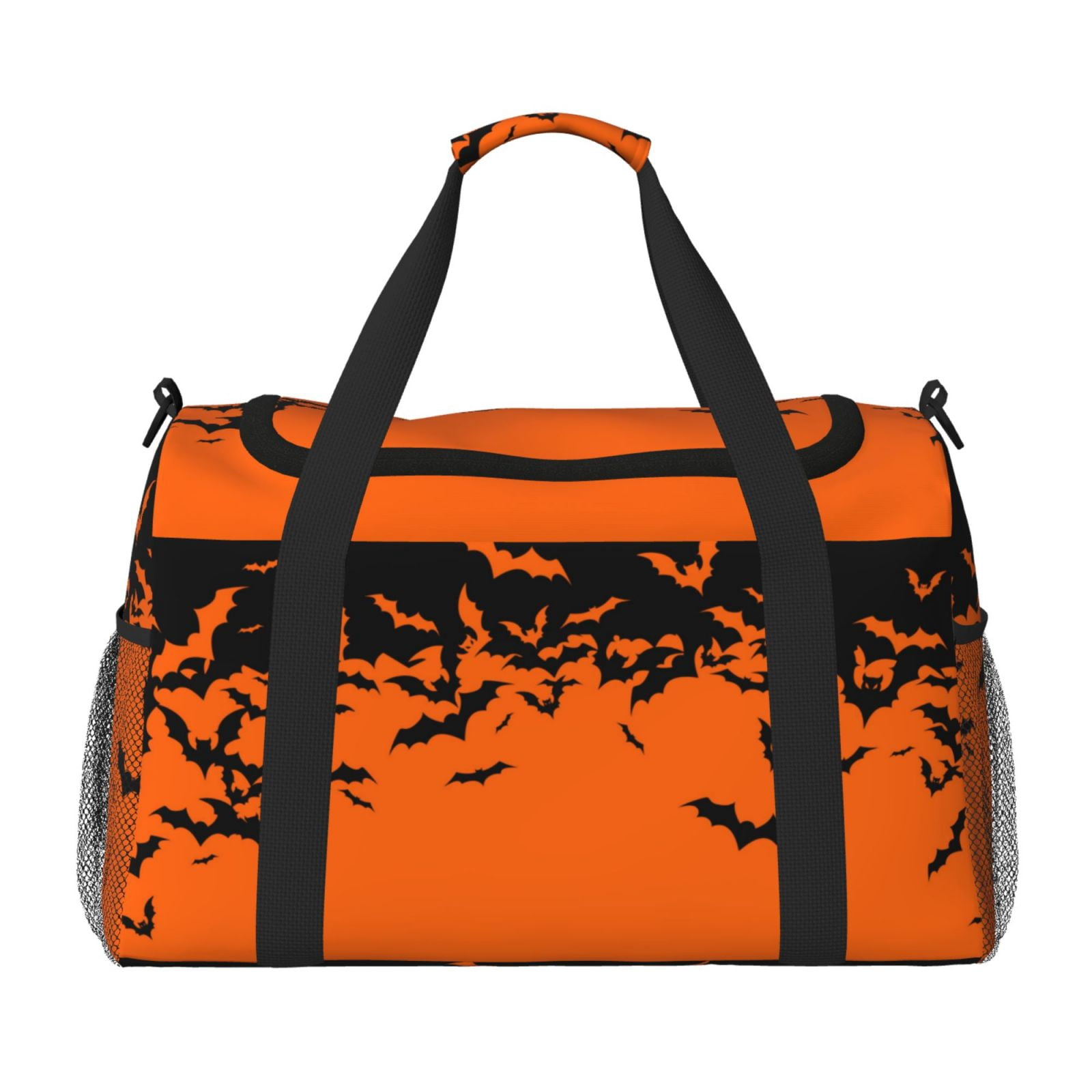 Fuzoiu Halloween With Black Bats Print Travel Duffle Bag,Carry On Tote Bags,Duffel Bag,Sport Gym Bag, Hospital Bag for Labor and Delivery, Overnight Bag,Luggage Bag