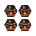 thumbnail image 1 of Fuzoiu Halloween Decoration Print Leather Coasters Set,Drink Coasters Set of 4,for Tabletop Protection, Durable PVC Coasters,Home Décor and Housewarming Gift-Hexagon, 1 of 6