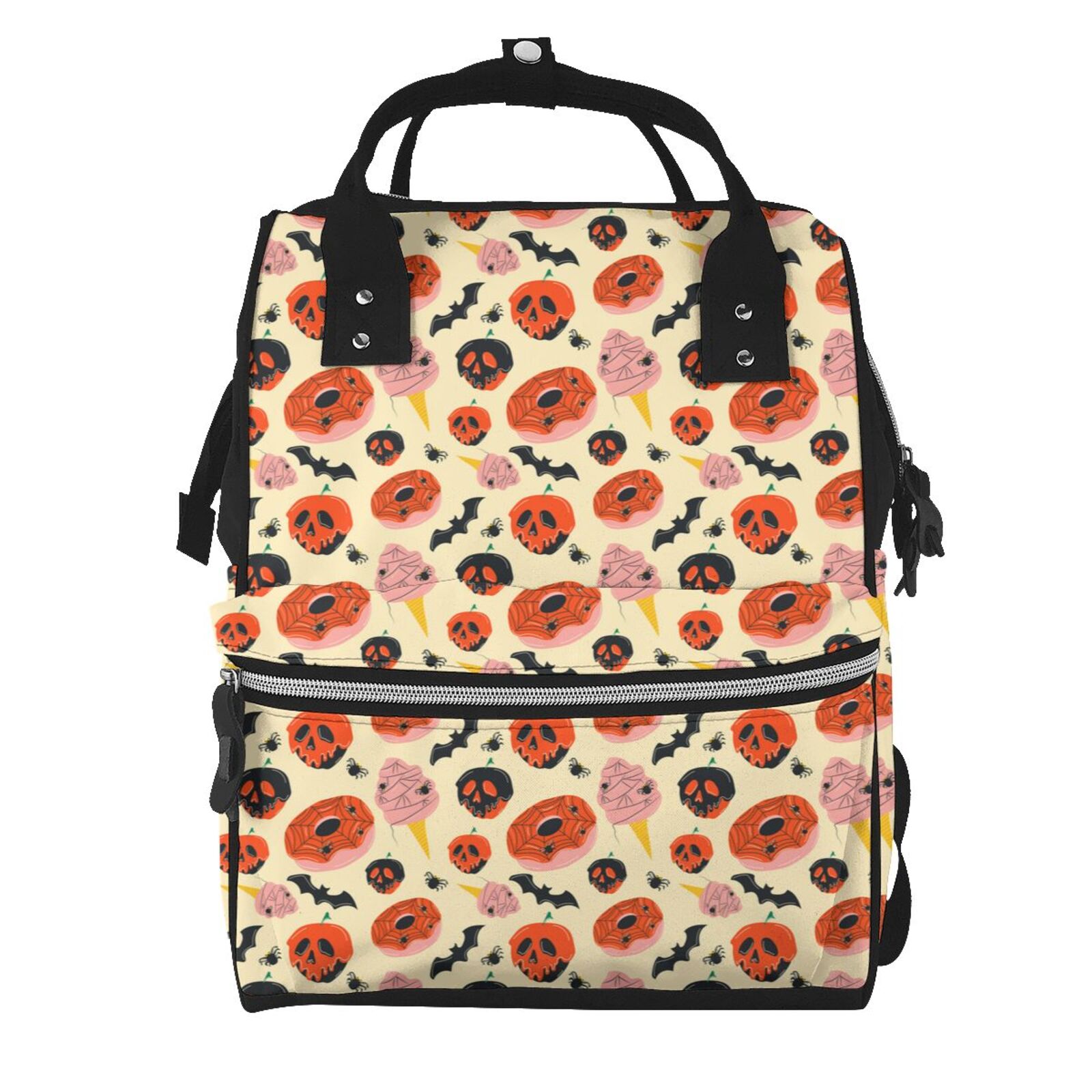 Fuzoiu Halloween Donut Print Diaper Bag Backpack,Baby Essentials Travel Tote,Multi function Waterproof Diaper Bag, Travel Essentials Baby Bag - Unisex