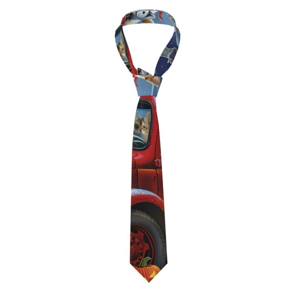 Fuzoiu Halloween Pets Pumpkins Print Men's Necktie,Business Necktie,Mens Ties for Business Wedding Graduation