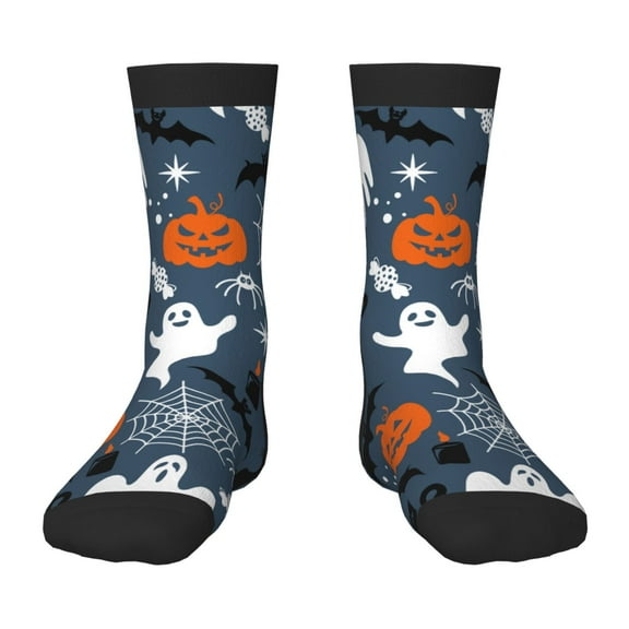 Fuzoiu Halloween Print Kids Socks For Boys Girls,Grip Crew Socks with Non Slip,Lightweight Stretch Crew Socks,Toddlers Crew Boot Socks