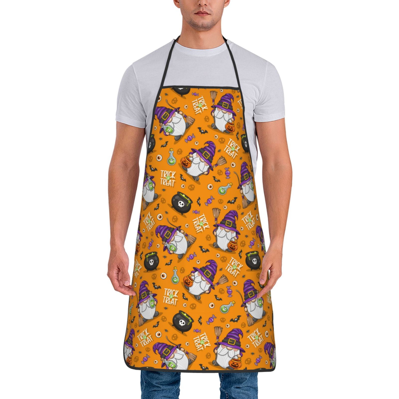Fuzoiu Halloween Witches Gnome Print Waterproof Apron, Kitchen Apron for Women Men Chef, Apron ...
