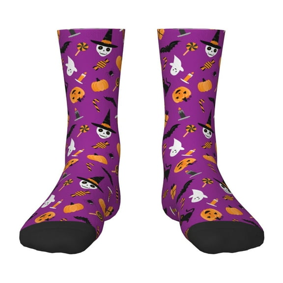 Fuzoiu Halloween2 Print Kids Socks For Boys Girls,Grip Crew Socks with Non Slip,Lightweight Stretch Crew Socks,Toddlers Crew Boot Socks
