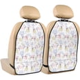 thumbnail image 1 of Fuzoiu Hand Drawn Rabbit Print 2 Pack Kick Mat Back Seat Protector With 3 Storage Pockets, Universal Car Seat Back Organizer For Kids Pets, Waterproof Backseat Protector For Most Car, 1 of 8