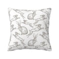 thumbnail image 1 of Fuzoiu Hand Drawn Rabbit Print Square Pillow Cover,Hidden Zipper Design,Luxury Square Pillow Case, Throw Pillow,Couch Cushion-20"x20", 1 of 7