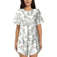 thumbnail image 1 of Fuzoiu Hand Drawn Rabbit Print Women's Short-Sleeved Pajama Set,Lounge Sleepwear Set,Womens Pajama Sets 2 Piece,Button-Up Top and Shorts with Pockets-3X-Large, 1 of 7