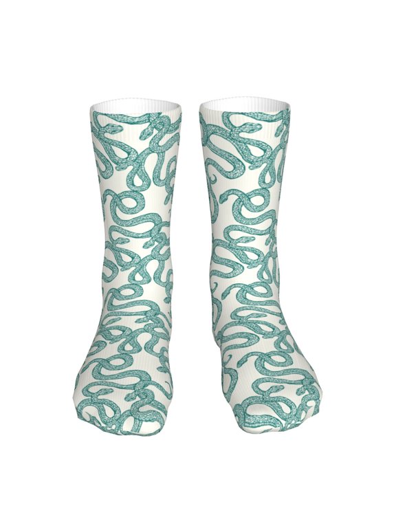 Hand Drawn Snake Print Crew Socks,Casual Athletic Gym LightWeight Thin Socks,Casual Crew Socks for Men Woman,Calf Length Crew Socks