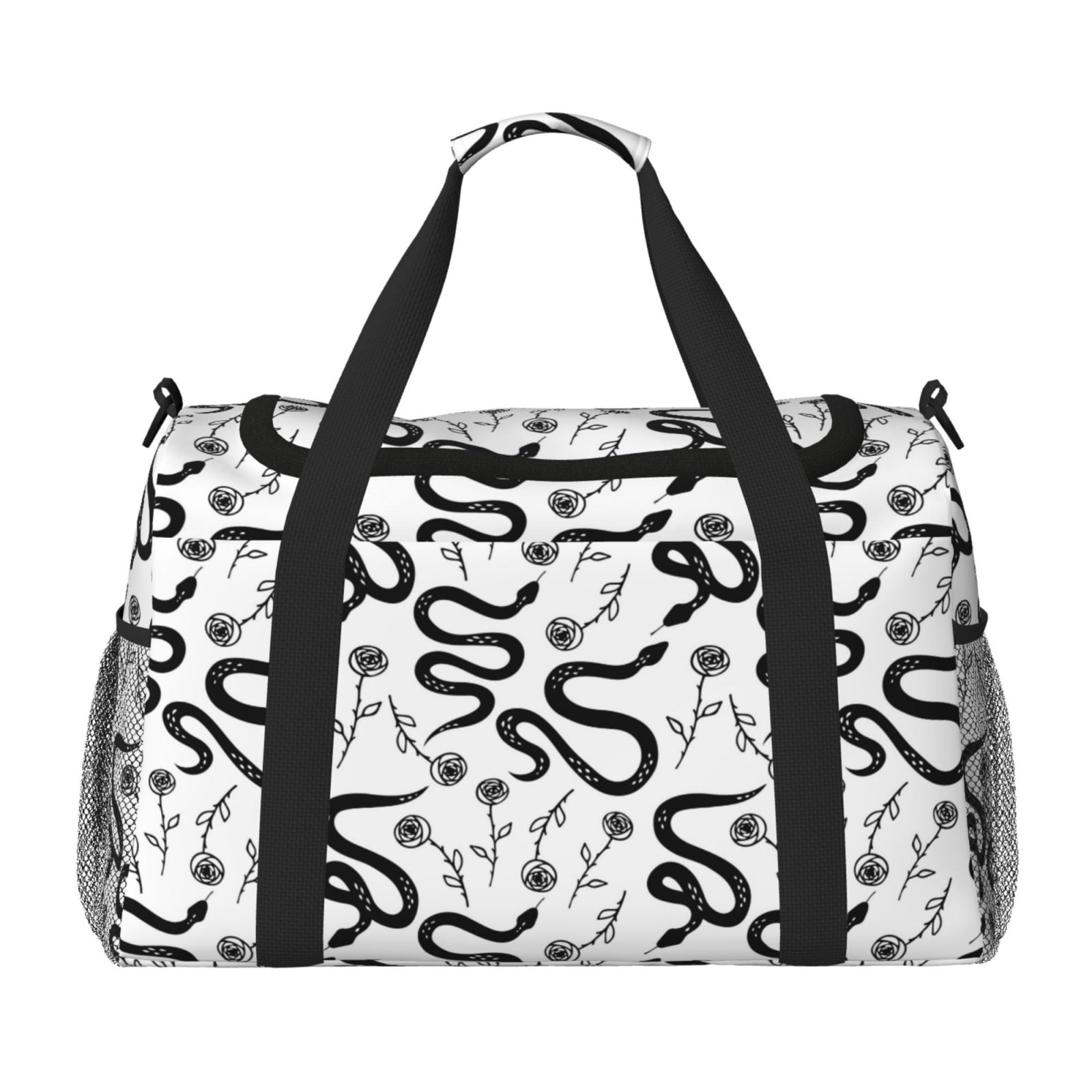 Fuzoiu Hand Drawn Snake Print Travel Duffle Bag,Carry On Tote Bags,Duffel Bag,Sport Gym Bag, Hospital Bag for Labor and Delivery, Overnight Bag,Luggage Bag
